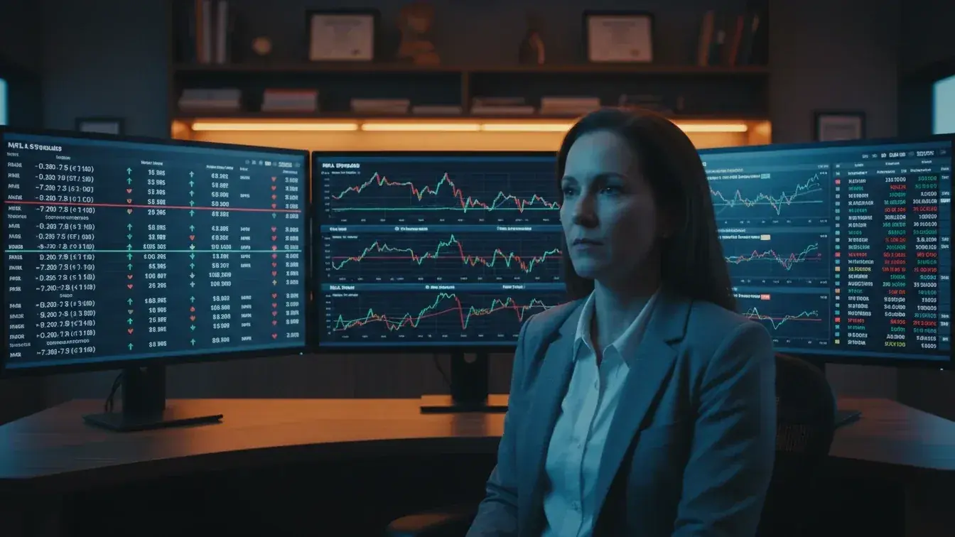 Trader monitoring multiple screens showing changing sports betting lines
