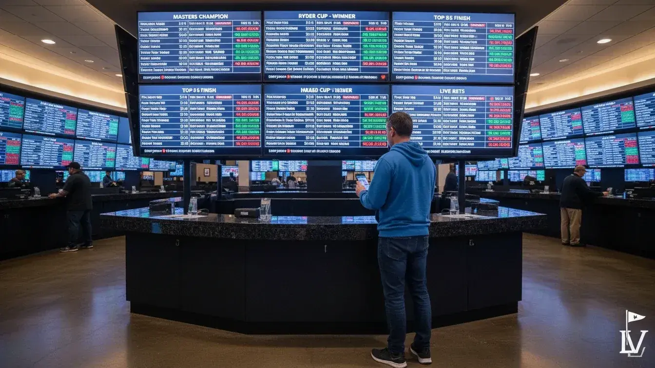 Sportsbook display showing various golf proposition bet options