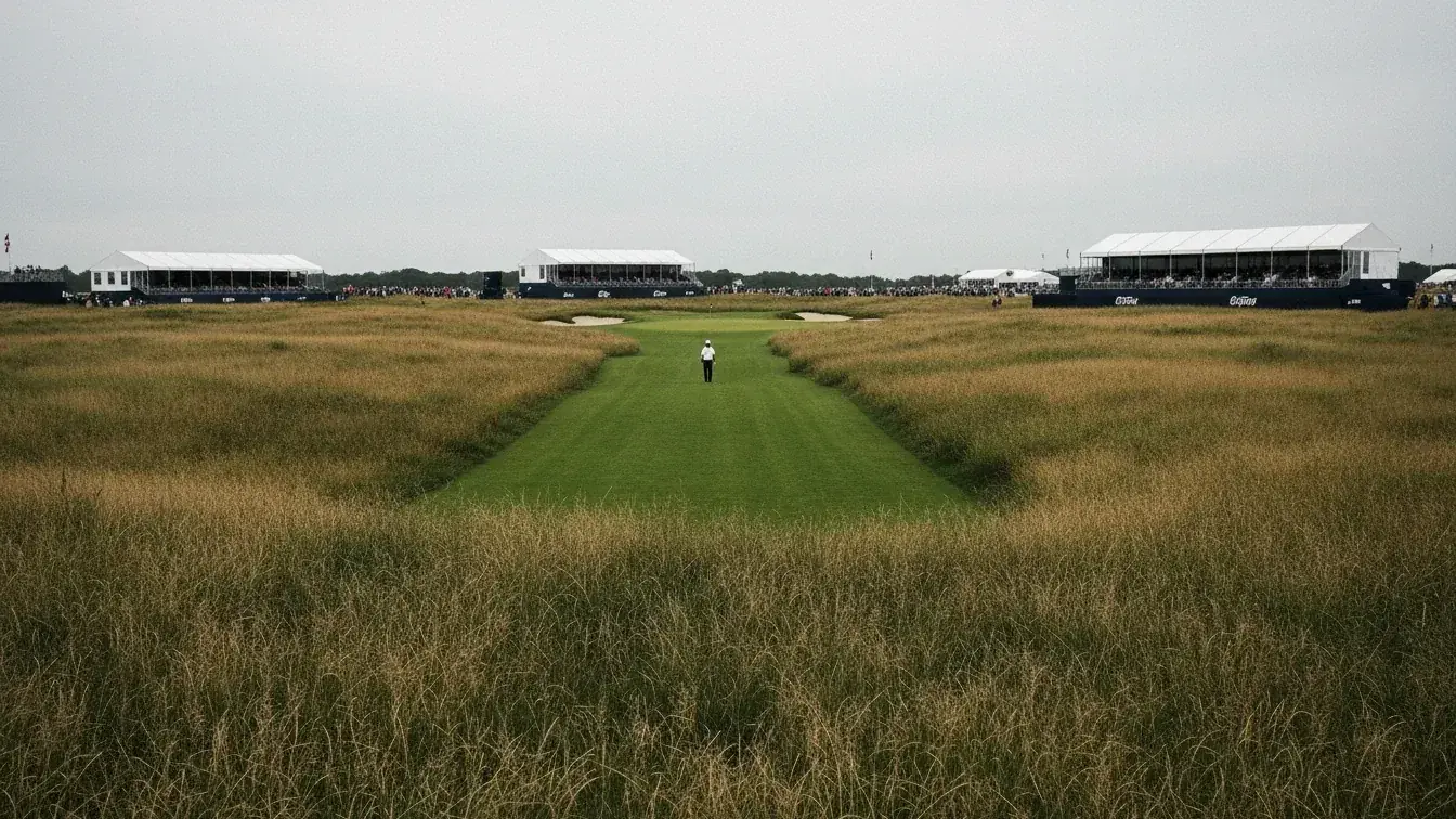 Challenging US Open course setup with thick rough and narrow fairways